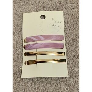 A New Day 4pk Pink/Gold Barrettes 3" Long